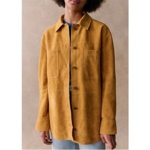 Sezane Regine Jacket Goat Leather Suede Ocre NWT